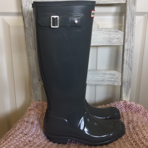 Hunter Original Gloss Tall Boots Graphite Gray - Picture 11 of 16